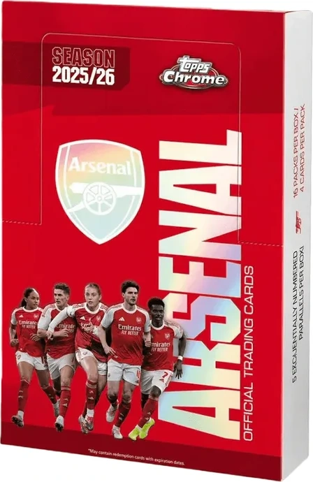 Topps 2025/26 Chrome Arsenal Soccer Hobby Box Engels