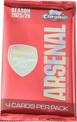 Topps 2025/26 Chrome Arsenal Soccer – Hobby boosterpack Engels